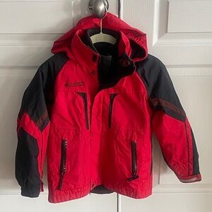 Columbia YS (8) RED & BLK Hooded Winter Jacket w/Fleece Insert